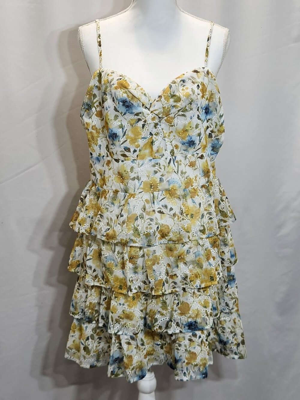 Layered With Love Floral Eyelet Ruffle Tiered Dress XL NWT